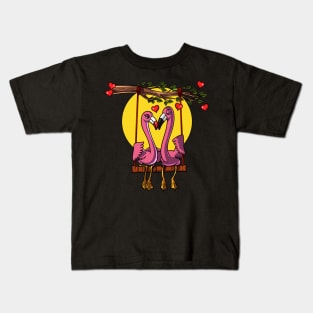 Flamingo Bird Couple Kids T-Shirt